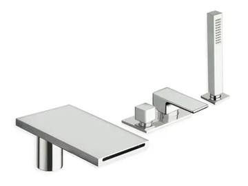 QUADRI S CRIQS181 - Single handle bathtub mixer with hand shower by CRISTINA Rubinetterie - view 2